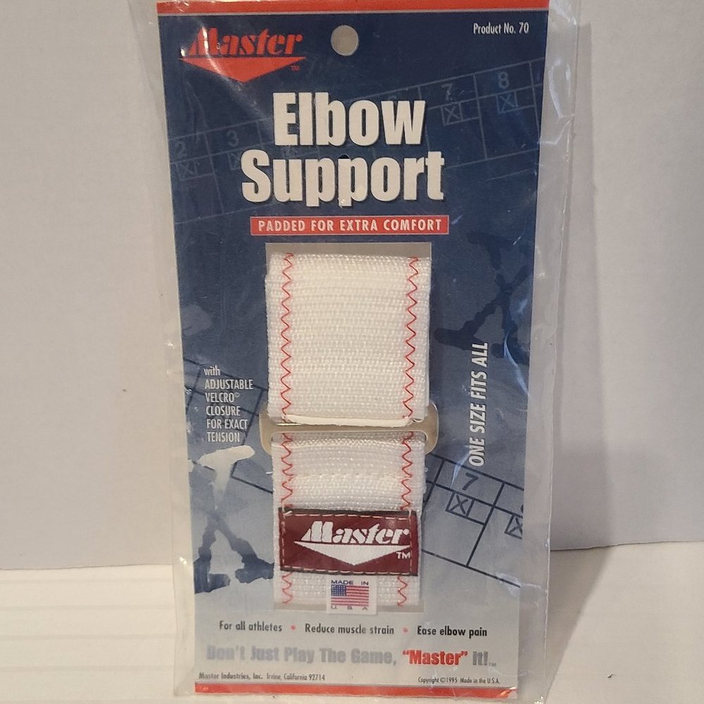 Master Elbow Support - Padded for Extra Comfort - One Size Fits All-No. 70-White